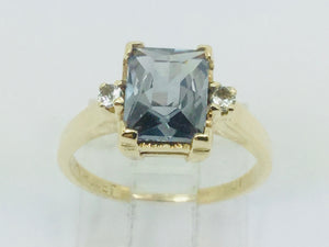 10k Yellow Gold Emerald Cut 1.5ct Mystic Topaz & Cubic Zirconia (CZ) Ring