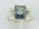 10k Yellow Gold Emerald Cut 1.5ct Mystic Topaz & Cubic Zirconia (CZ) Ring