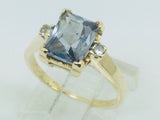 10k Yellow Gold Emerald Cut 1.5ct Mystic Topaz & Cubic Zirconia (CZ) Ring