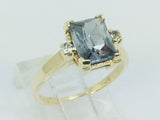 10k Yellow Gold Emerald Cut 1.5ct Mystic Topaz & Cubic Zirconia (CZ) Ring