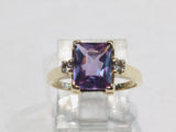 10k Yellow Gold Emerald Cut 1.5ct Mystic Topaz & Cubic Zirconia (CZ) Ring