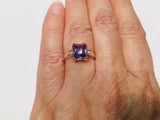 10k Yellow Gold Emerald Cut 1.5ct Mystic Topaz & Cubic Zirconia (CZ) Ring