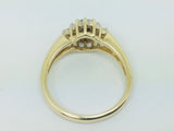 14k Yellow Gold Oval Cut 0.2ct Sapphire September Birthstone & 0.18ct Diamond Cluster Ring