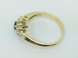 14k Yellow Gold Oval Cut 0.2ct Sapphire September Birthstone & 0.18ct Diamond Cluster Ring