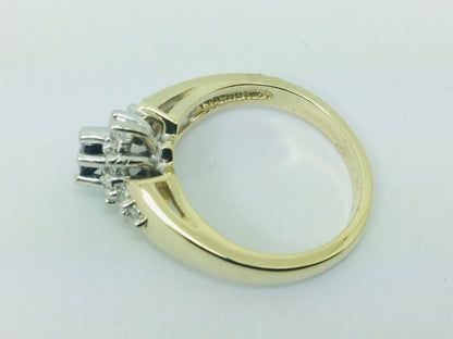 10k Yellow Gold Oval Cut 30pt Sapphire September Birthstone & 14pt Diamond Halo Cluster Ring