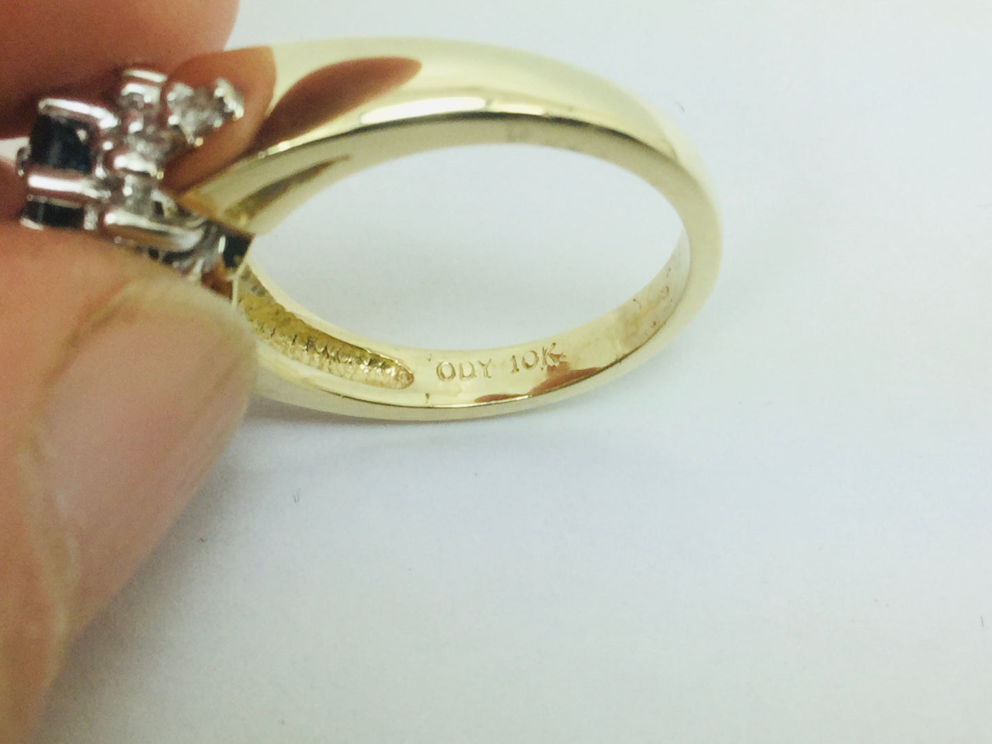 10k Yellow Gold Oval Cut 30pt Sapphire September Birthstone & 14pt Diamond Halo Cluster Ring