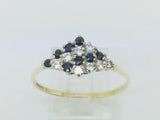 9k Yellow Gold Round Cut 24pt Sapphire September Birthstone & 24pt Cubic Zirconia (CZ) Row Set Ring
