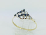 9k Yellow Gold Round Cut 24pt Sapphire September Birthstone & 24pt Cubic Zirconia (CZ) Row Set Ring