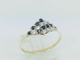 9k Yellow Gold Round Cut 24pt Sapphire September Birthstone & 24pt Cubic Zirconia (CZ) Row Set Ring