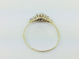 9k Yellow Gold Round Cut 24pt Sapphire September Birthstone & 24pt Cubic Zirconia (CZ) Row Set Ring