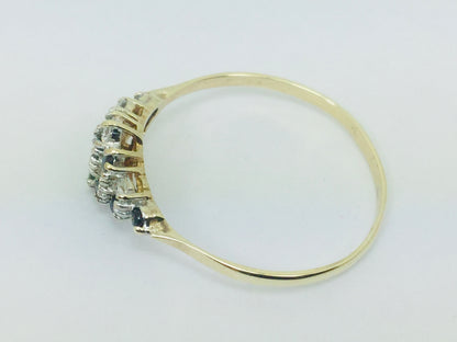 9k Yellow Gold Round Cut 24pt Sapphire September Birthstone & 24pt Cubic Zirconia (CZ) Row Set Ring