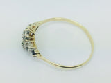 9k Yellow Gold Round Cut 24pt Sapphire September Birthstone & 24pt Cubic Zirconia (CZ) Row Set Ring