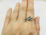 9k Yellow Gold Round Cut 24pt Sapphire September Birthstone & 24pt Cubic Zirconia (CZ) Row Set Ring