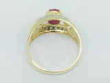 14k Yellow Gold Oval Cut 75pt Ruby July Birthstone & 14pt Diamond Ring