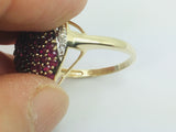 10k Yellow Gold Round Cut 1.6ct Ruby July Birthstone & 5pt Diamond Heart Cluster Ring