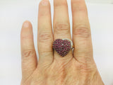 10k Yellow Gold Round Cut 1.6ct Ruby July Birthstone & 5pt Diamond Heart Cluster Ring