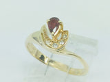 10k Yellow Gold Pear Cut Ruby July Birthstone & Diamond Ring