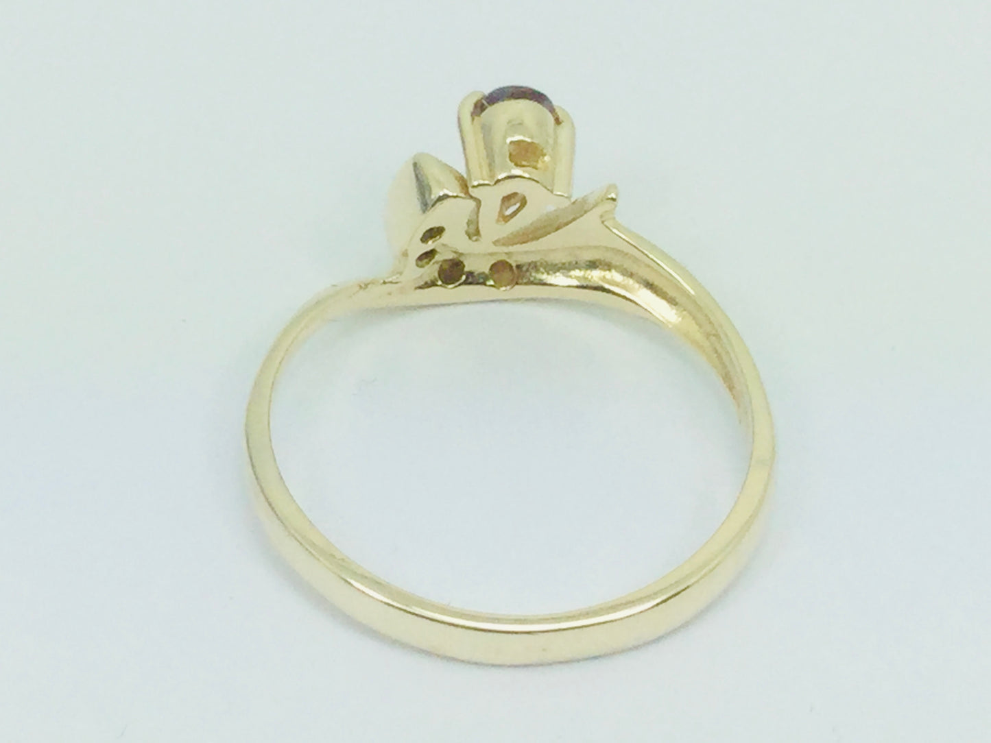 10k Yellow Gold Pear Cut Ruby July Birthstone & Diamond Ring