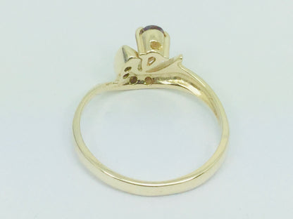 10k Yellow Gold Pear Cut Ruby July Birthstone & Diamond Ring