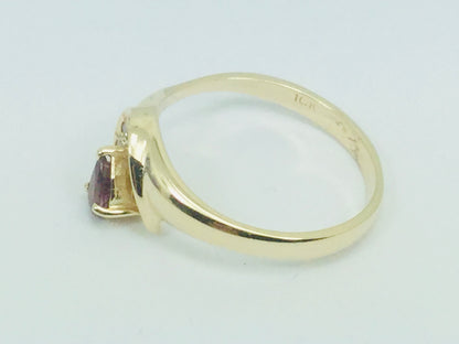 10k Yellow Gold Pear Cut Ruby July Birthstone & Diamond Ring