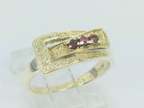 10k Yellow Gold Round Cut 9pt Ruby July Birthstone Belt Buckle Ring
