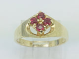 10k Yellow Gold Round Cut 16pt Ruby July Birthstone Cluster Ring
