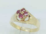 10k Yellow Gold Round Cut 16pt Ruby July Birthstone Cluster Ring