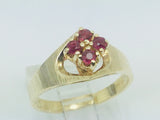 10k Yellow Gold Round Cut 16pt Ruby July Birthstone Cluster Ring