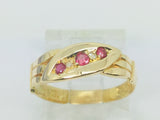 18k Yellow Gold Round Cut 10pt Ruby July Birthstone & 2pt Diamond Row Set Ring
