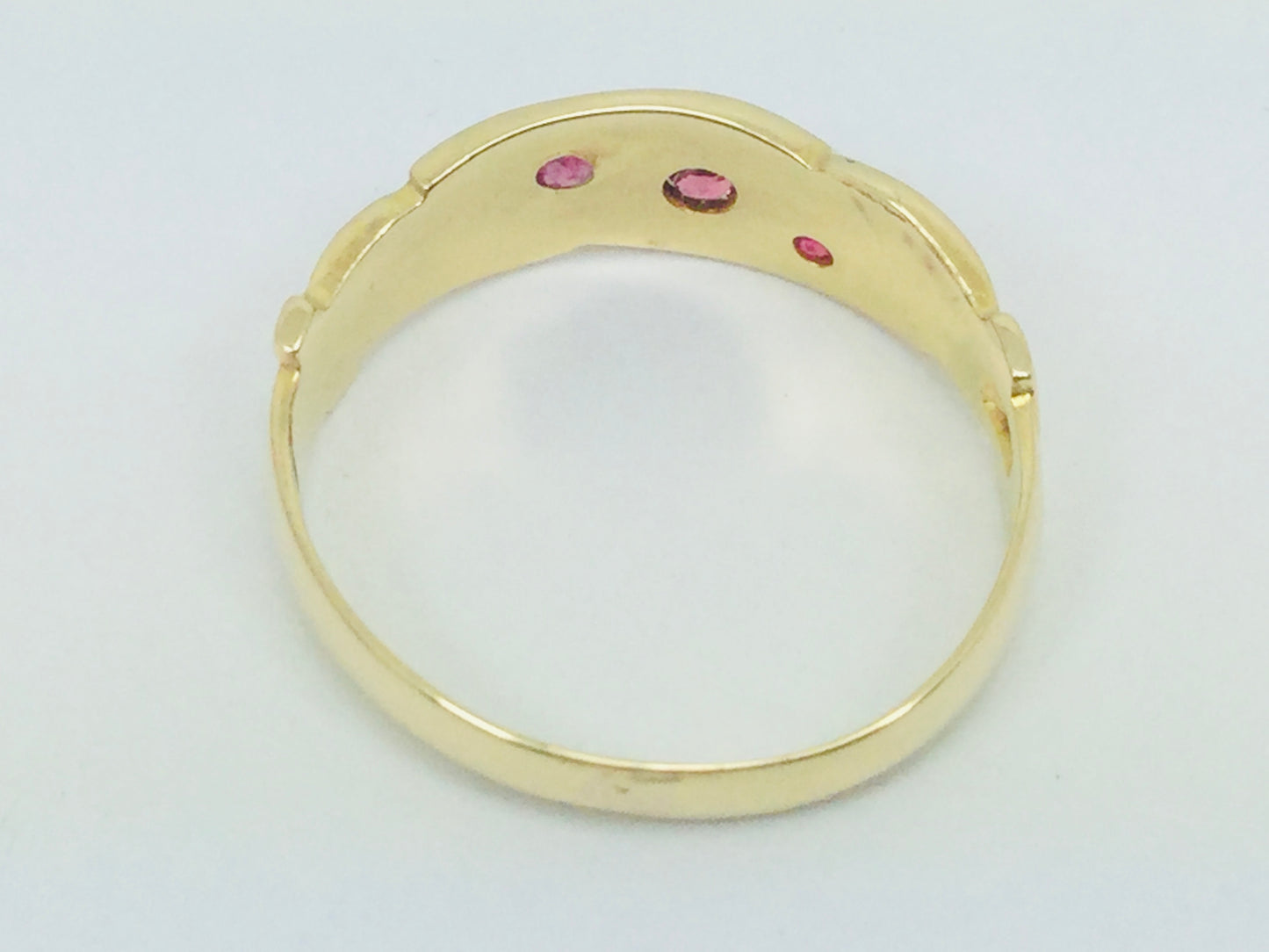 18k Yellow Gold Round Cut 10pt Ruby July Birthstone & 2pt Diamond Row Set Ring