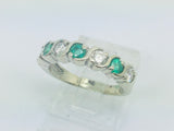 10k White Gold Round Cut 48pt Diamond & 36 pt Emerald May Birthstone Ring