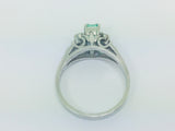 Platinum Emerald Cut 41pt Emerald May Birthstone & 8pt Diamond Ring