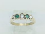 14k Yellow Gold Round Cut 12pt Emerald May Birthstone & CZ Row Set Ring