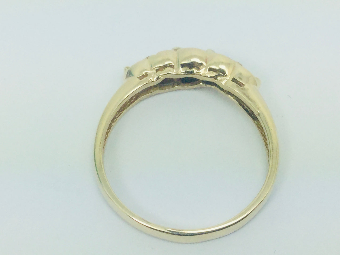 14k Yellow Gold Round Cut 12pt Emerald May Birthstone & CZ Row Set Ring