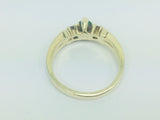 10k Yellow Gold Pear Cut Emerald May Birthstone, Rose Quartz and Garnet Ring