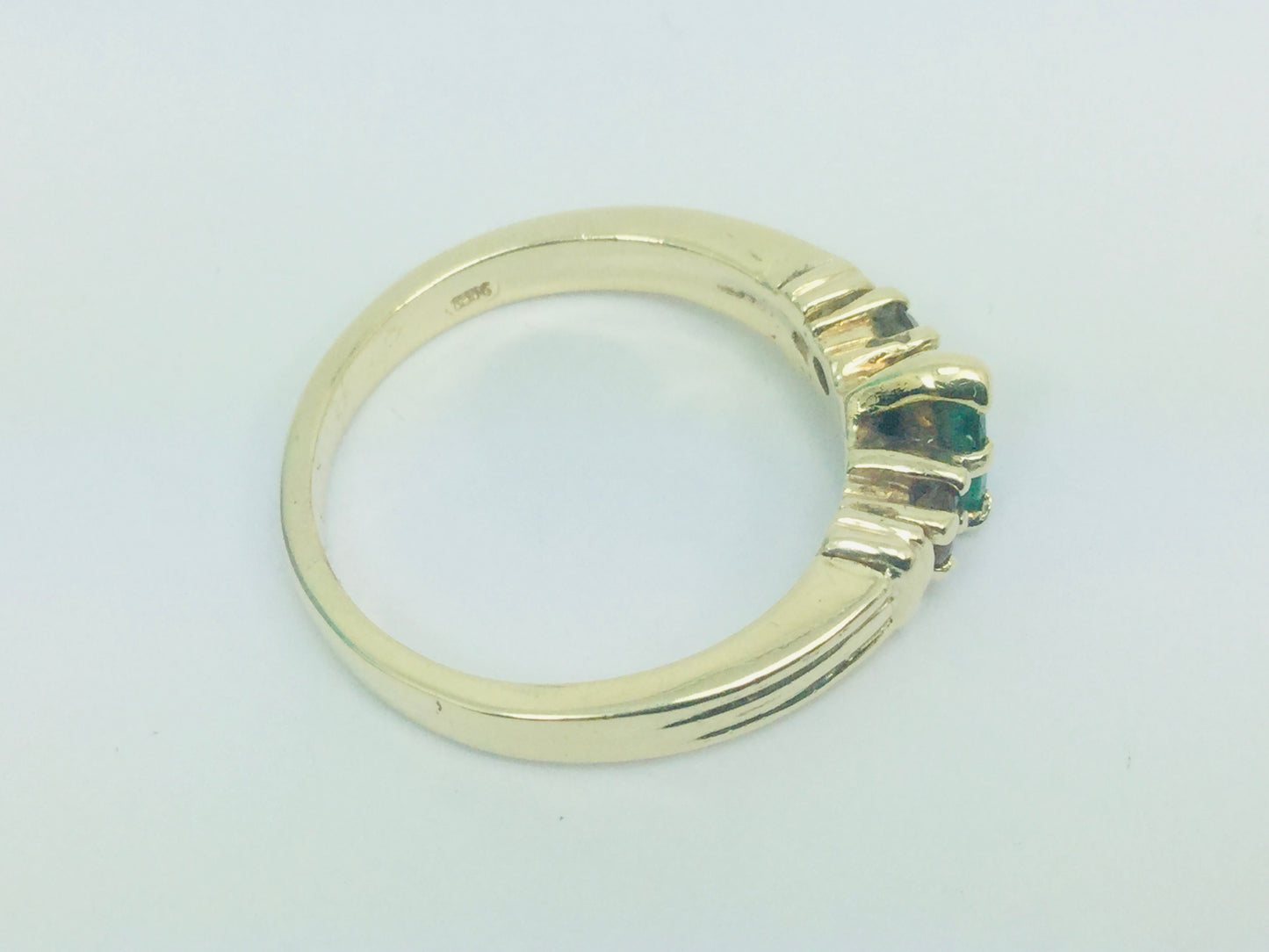 10k Yellow Gold Pear Cut Emerald May Birthstone, Citrine and Garnet Ring