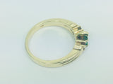 10k Yellow Gold Pear Cut Emerald May Birthstone, Rose Quartz and Garnet Ring