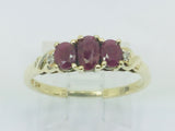 10k Yellow Gold Oval Cut Ruby July Birthstone Trinity & Diamond Ring