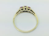 10k Yellow Gold Oval Cut Ruby July Birthstone Trinity & Diamond Ring
