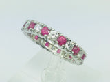 10k White Gold Round Cut 72pt Ruby July Birthstone & 72pt Diamond Eternity Band Ring