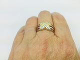 14k Yellow Gold Round Cut 1.5ct Ruby July Birthstone 'X' & 28pt Diamond Channel Set Ring