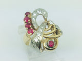 14k Yellow Gold Round Cut 42pt Ruby July Birthstone & 45pt Diamond Treble Clef Music Ring