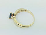 10k Yellow Gold Pear Cut 50pt Sapphire September Birthstone & Diamond Ring