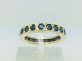 10k Yellow Gold Round Cut 1.2ct Sapphire September Birthstone Eternity Band Ring