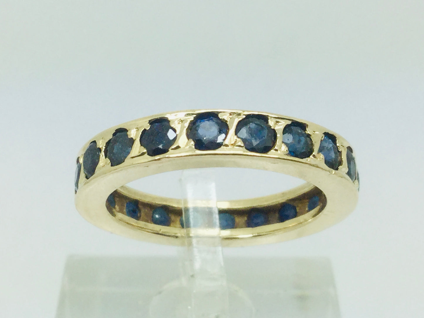 10k Yellow Gold Round Cut 1.2ct Sapphire September Birthstone Eternity Band Ring