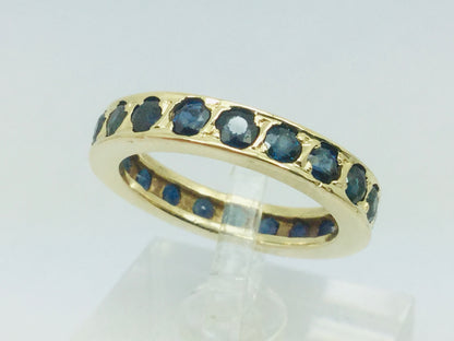 10k Yellow Gold Round Cut 1.2ct Sapphire September Birthstone Eternity Band Ring