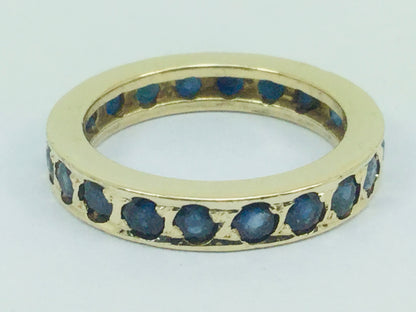 10k Yellow Gold Round Cut 1.2ct Sapphire September Birthstone Eternity Band Ring