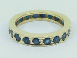 10k Yellow Gold Round Cut 1.2ct Sapphire September Birthstone Eternity Band Ring
