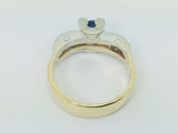 14k White and Yellow Gold Round Cut 40pt Sapphire & 25pt Diamond Ring