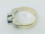 14k White and Yellow Gold Round Cut 40pt Sapphire & 25pt Diamond Ring